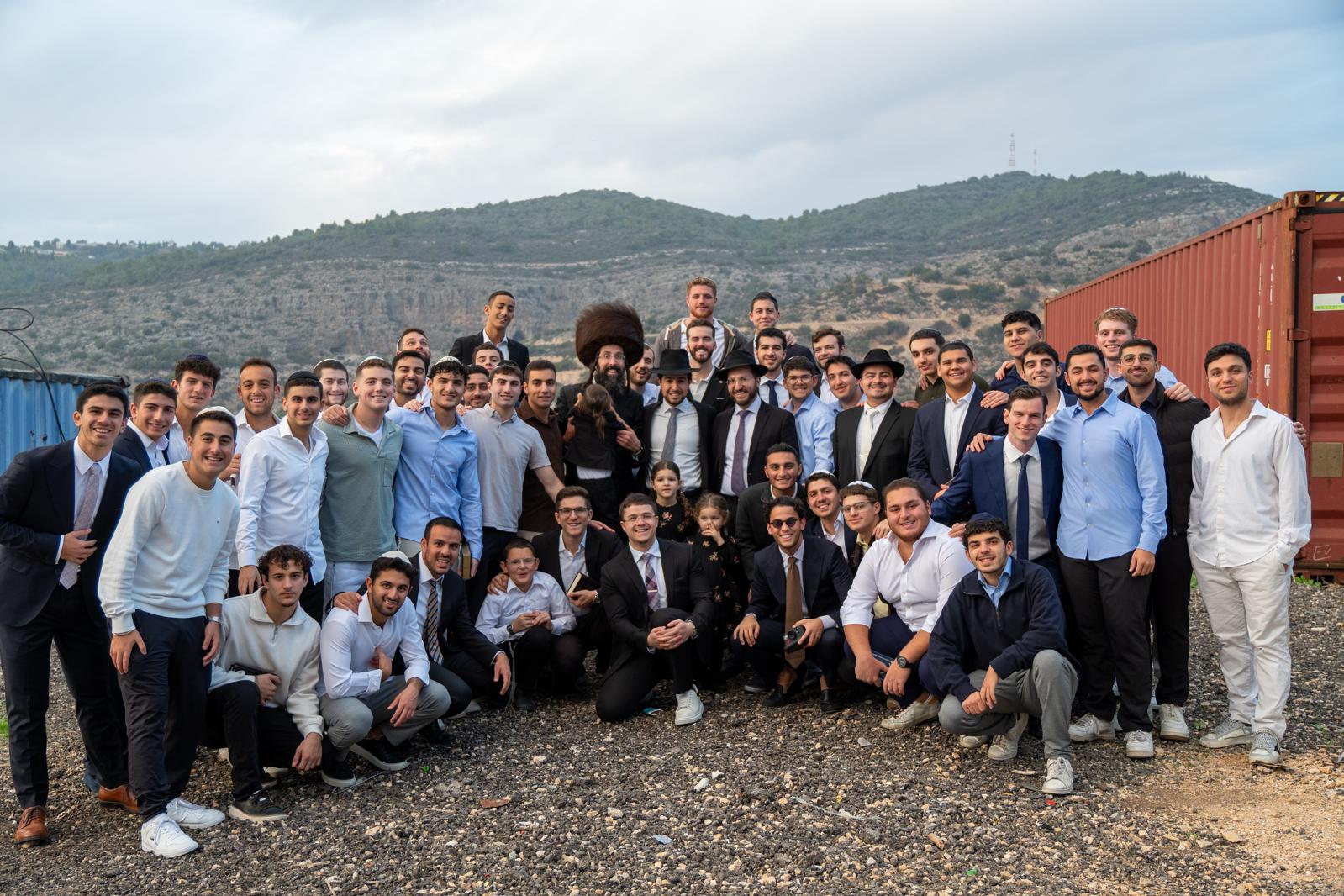 The Aish Sephardi community in Israel, forty young men with Rabbi Abergel and his family.
